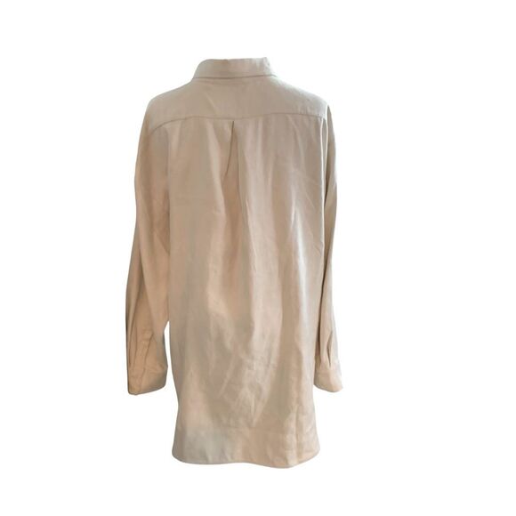 Banana Republic Factory Vegan Suede Button Up Shirt Women's Stone Ivory XL New - Picture 8 of 13